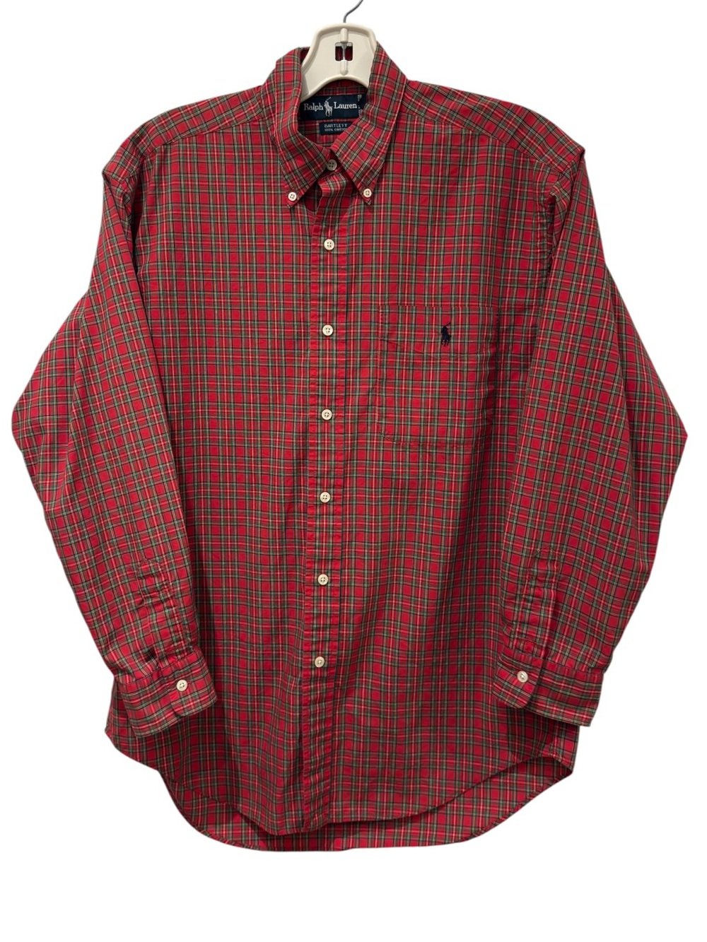 Ralph Lauren Bartlett Red Tartan Plaid Cotton Shirt Size M